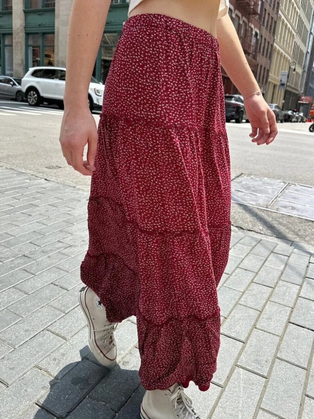 Brandy Melville Floral Maxi Tiered Skirt s